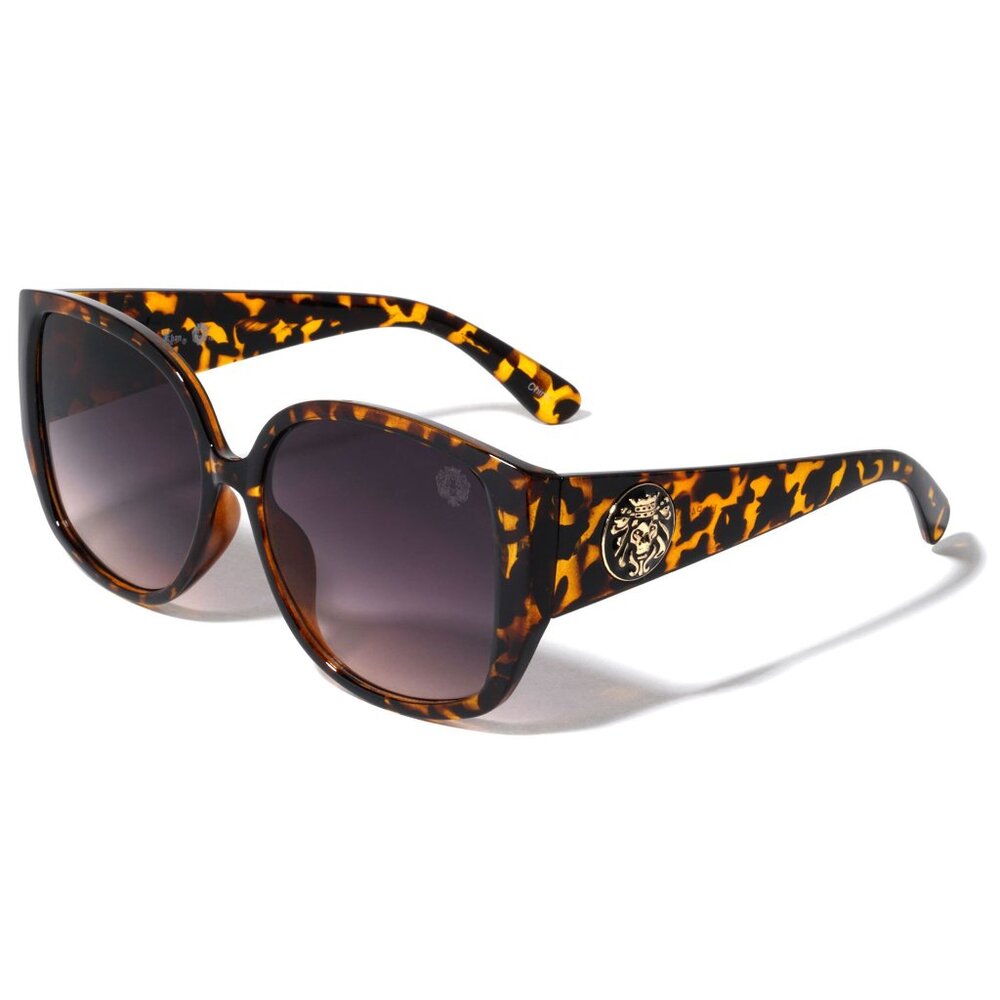 Kleo Prodigy - Flat Lens Cat Eye Side Coin Lion Head Medallion Sunglasses